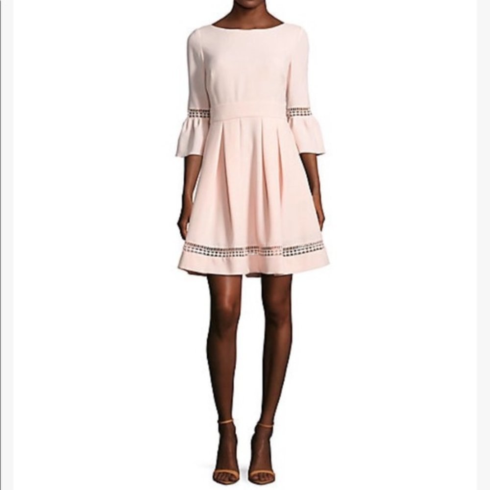 Eliza J  Sleeve Fit and Flare Blush Pink Bell Sleeve Knee Length Dress  NWT